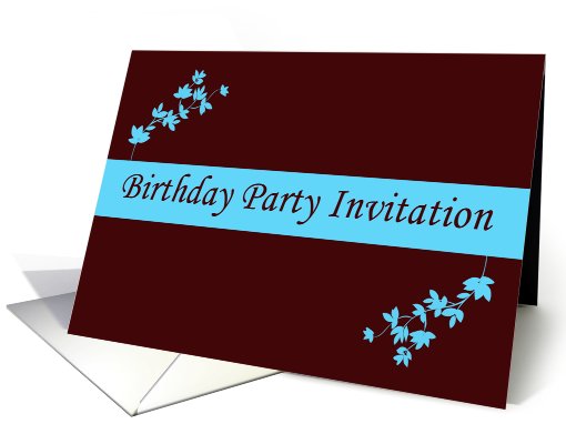 Birthday Party Invitation with blue flowers scrolls card (779128)