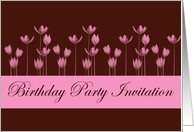 Birthday Party Invitation with pink flowers card