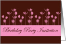 Birthday Party Invitation with pink flowers card