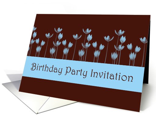 Birthday Party Invitation with blue flowers card (779141)