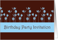 Birthday Party Invitation with blue flowers card