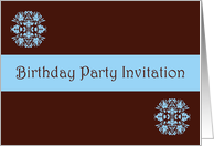Birthday Party Invitation with blue scrolls card