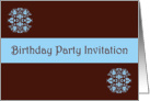 Birthday Party Invitation with blue scrolls card
