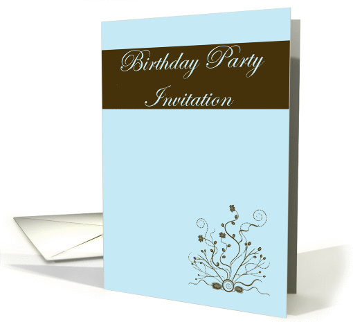 Birthday Party Invitation with brown flower scroll card (779154)