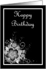 Happy Birthday with flowers scrolls card