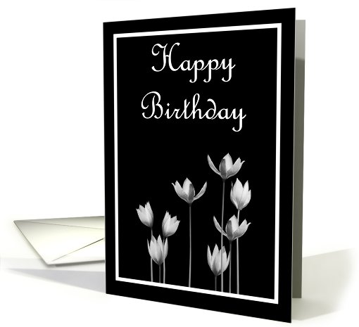 Happy Birthday with flowers scrolls card (779161)
