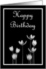 Happy Birthday with flowers scrolls card