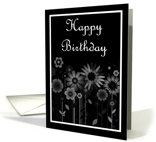Happy Birthday with flowers scrolls card (779163)