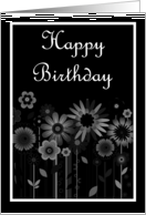Happy Birthday with flowers scrolls card