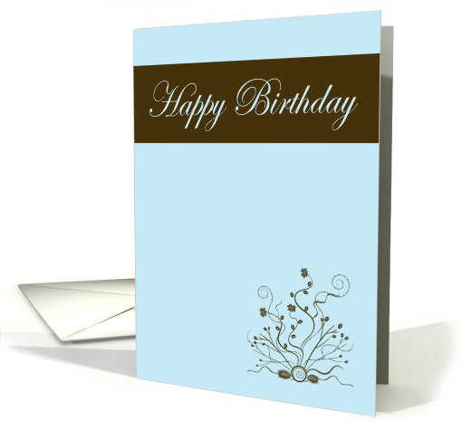 Happy Birthday with flowers scrolls card (779166)