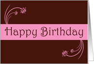 Happy Birthday with flowers scrolls card