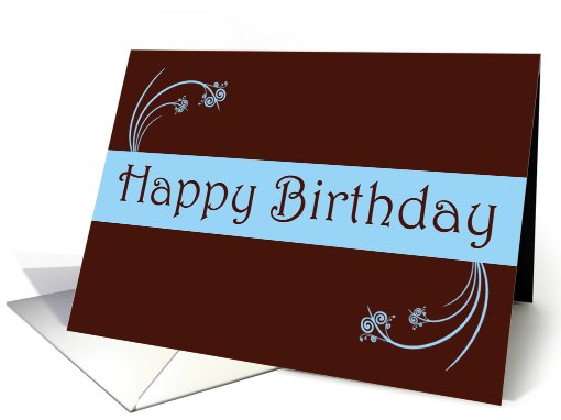 Happy Birthday with flowers scrolls card (779174)