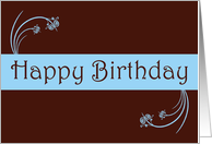 Happy Birthday with flowers scrolls card