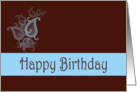 Happy Birthday with flowers scrolls card