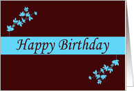 Happy Birthday with flowers scrolls card