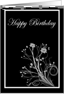 Happy Birthday with flowers scrolls card