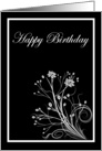 Happy Birthday with flowers scrolls card