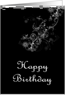 Happy Birthday with flowers scrolls card
