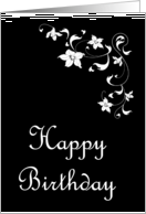 Happy Birthday with flowers scrolls card