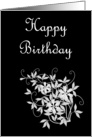 Happy Birthday with flowers scrolls card