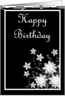 Happy Birthday with flowers scrolls card