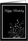 Happy Birthday with flowers scrolls card