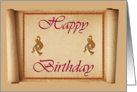 Happy Birthday with scroll parchment card