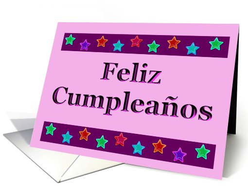 Feliz Cumpleaos Happy Birthday Spanish Birthday card with stars card
