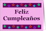 Feliz Cumpleaos Happy Birthday Spanish Birthday card with stars card