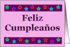 Feliz Cumpleaños Happy Birthday Spanish Birthday card with stars card