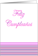 Feliz Cumpleaos Birthday Spanish Birthday card pink with stripes card