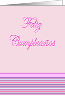 Feliz Cumpleaos Birthday Spanish Birthday card pink with stripes card