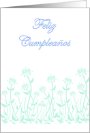 Feliz Cumpleaos Birthday Spanish Birthday with floral blue scrolls card