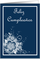 Feliz Cumpleaos Birthday Spanish Birthday card with floral scrolls card