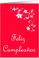 Feliz Cumpleaos Birthday Spanish Birthday card with floral scrolls card