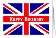 Union Jack Birthday card English UK British flag red, white and blue card