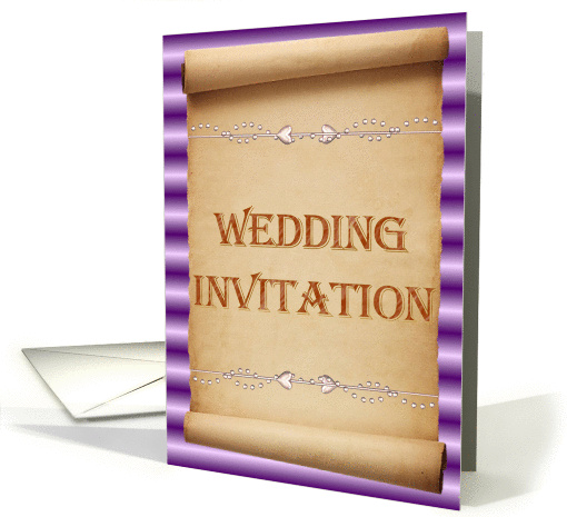 Wedding Invitation Scroll with love hearts and pearls card (876308)