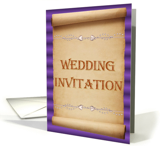 Wedding Invitation Scroll with love hearts and pearls card (876309)