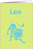Leo July August Birthday with zodiac sign lion card