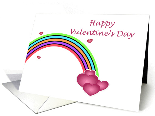 Happy Valentine's Day with rainbow and love hearts I love you card