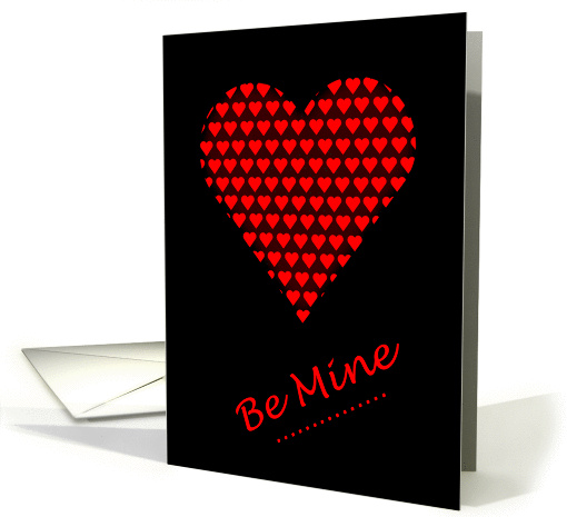 Happy Valentine's Day with red love heart card (890587)