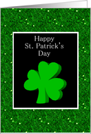 St. Patrick’s day with green clover shamrock and glitter effect card