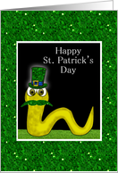 Happy St. Patrick’s Day with Irish snake with green moustache humor card