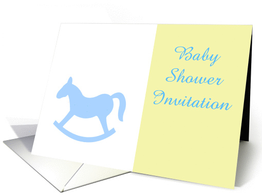 Baby Shower Invitation with blue rocking horse card (891611)