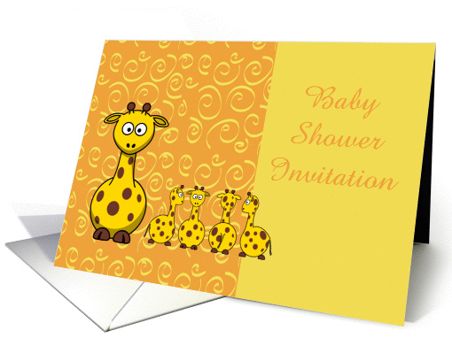Baby Shower Invitation with baby giraffes and mother girraffe card
