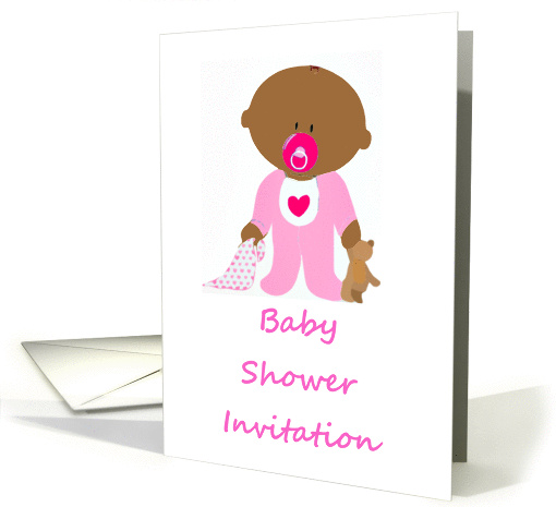 Baby Shower Invitation with brown baby girl baby card (891630)