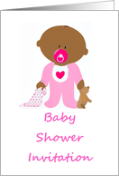 Baby Shower Invitation with brown baby girl baby card
