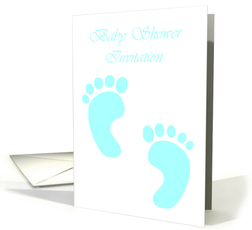 Baby Shower Invitation with baby footprints baby boy card (891656)