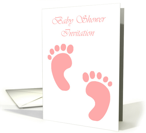 Baby Shower Invitation baby footprints baby girl card (891657)