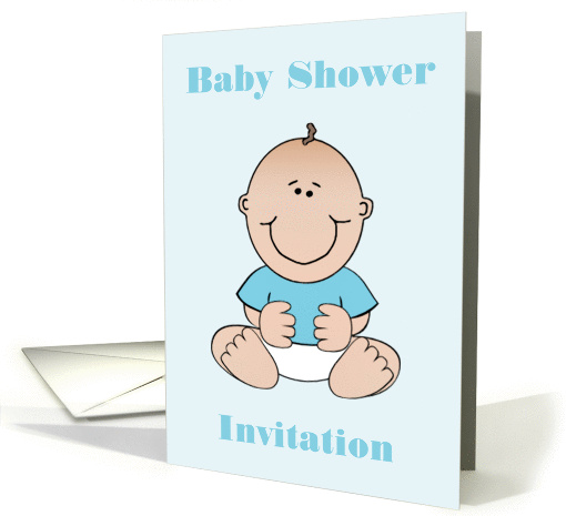 Baby Shower Invitation with baby boy sitting card (891661)